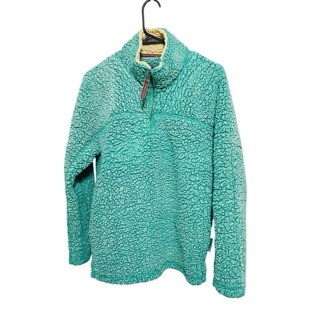Live Oak Brand Women's 1/4 Zip Teal Sherpa Fleece Pullover Pockets Warm Small